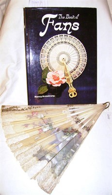 Lot 1090 - Late 19th Century Mother Of Pearl Handled Fan with pierced and painted guards and sticks with a...