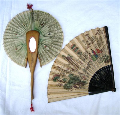 Lot 1097 - Six Assorted Late 19th Century And 20th Century Fans including a carved and pierced bone fan with a