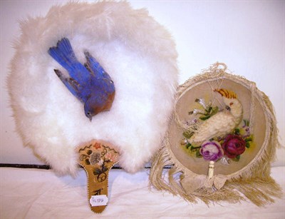 Lot 1122 - Assorted Costume, Shoes And A White Feather Face Screen with a leatherette embroidered handle and a