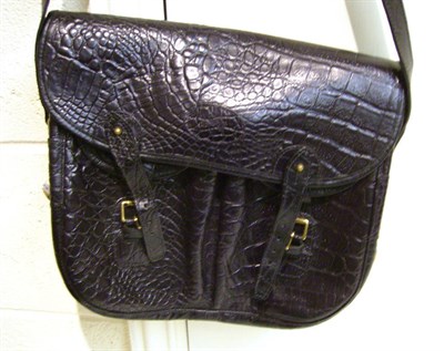 Lot 1127 - Black Leather Mulberry Satchel Bag in mock croc with shoulder strap, two front pockets and...