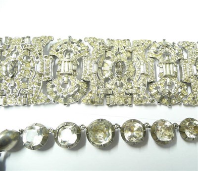 Lot 1145 - A Paste Necklace, graduated cushion cut stones in collet settings, measures 36 cms, and A Paste...