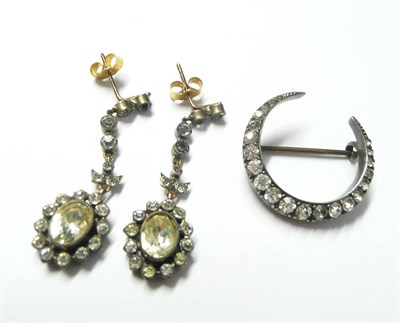 Lot 1148 - A Pair of Paste Drop Earrings, a row of paste stones suspend a cluster, with post and butterfly...