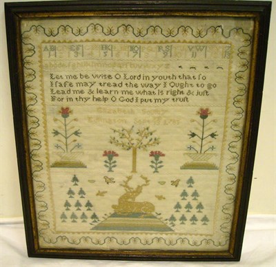 Lot 1160 - Framed Sampler  Worked By Elizabeth Soulby Edlington, September 13 1785, worked in silk cross...