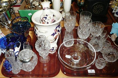 Lot 6 - Quantity of cut glass, Masons ware, blue glasses