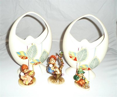 Lot 8 - Three Goebel figures (one a.f.) and a pair of Beswick vases