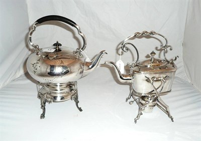 Lot 11 - Two electroplate tea kettles (2)