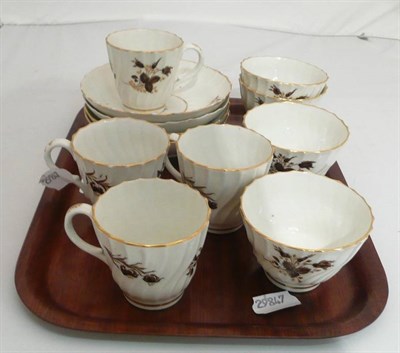 Lot 23 - Part Worcester tea and coffee set with brown and gilt floral decoration
