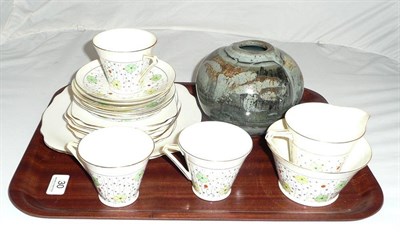 Lot 30 - Studio pottery vase, Bell china part tea set