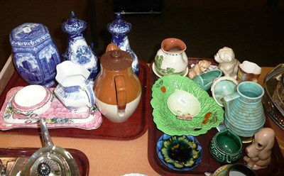 Lot 43 - Two trays of ceramics including Maling Rington's tea caddy, Maling sandwich tray, 1930's...