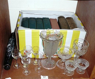 Lot 97 - Glass rolling pin, various glassware and two volumes 'America Illustrated' and five volumes...