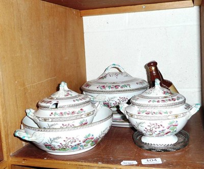 Lot 104 - Copeland Indian Tree part dinner service, marbled glass dish and two whiskies