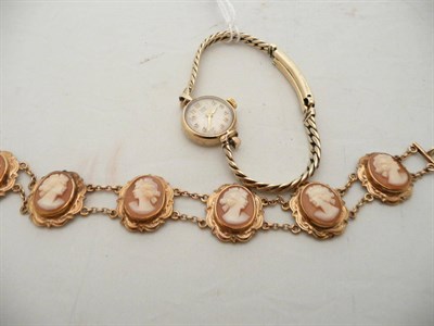 Lot 148 - A cameo bracelet and a Tudor lady's wristwatch