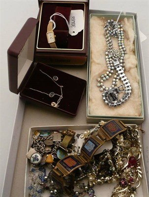 Lot 165 - A souvenir bracelet, a lady's Citizen wristwatch and assorted costume jewellery