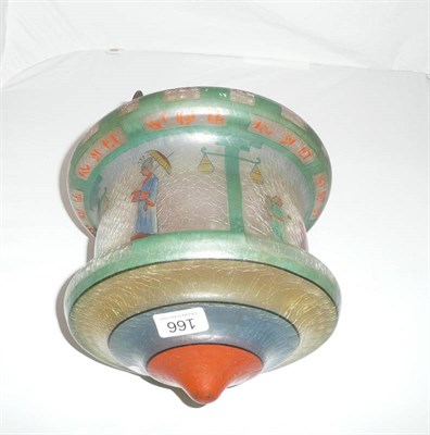 Lot 166 - An Art Deco style hanging glass shade enamelled in the Moorish style.