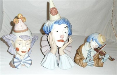 Lot 174 - Three Lladro figures of clowns