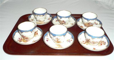 Lot 177 - A set of six Marcolini Meissen porcelain cups and saucers, painted with cherubs