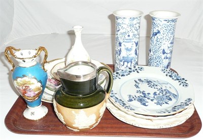 Lot 185 - Doulton silver-mounted stoneware jug and a quantity of assorted ceramics