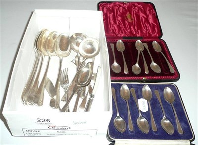 Lot 226 - Quantity of silver teaspoons and plated flatware