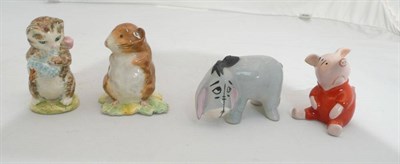 Lot 235 - Four Beswick figures - 'Miss Moppet', 'Timmy Willie', 'Piglet' and 'Eeyore'