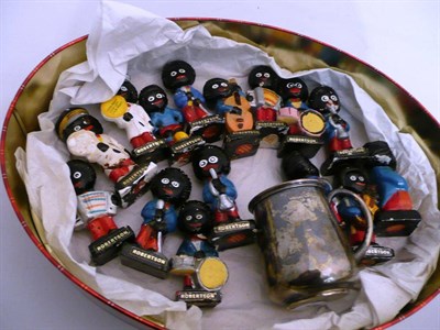 Lot 240 - Silver mug and a collection of pottery golliwogs