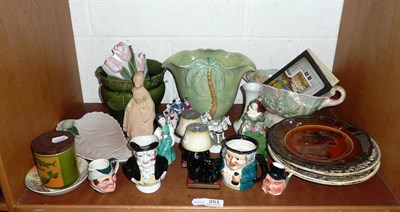 Lot 251 - Quantity of decorative ceramics on a shelf