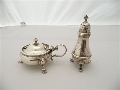 Lot 278 - A silver mustard and pepper, 20th century