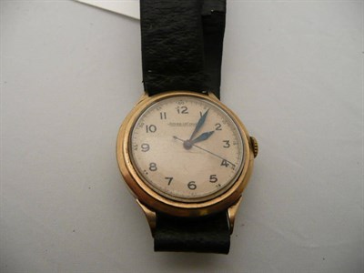 Lot 283 - A 9 carat gold gents wristwatch signed 'Jaeger Le Coultre'