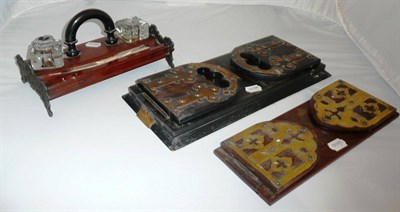 Lot 334 - Two book slides and a desk top inkwell