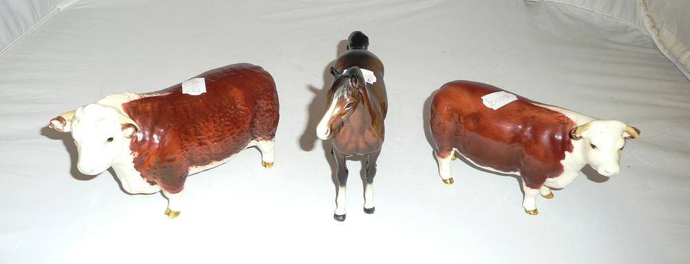 Lot 338 - Beswick Hereford Champion bull, Beswick Hereford cow and a Beswick Arab horse (3-af)