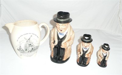 Lot 339 - Three graduated Winston Churchill Toby jugs and a Spode Churchill jug