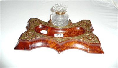 Lot 341 - A thuya wood Victorian mounted inkstand