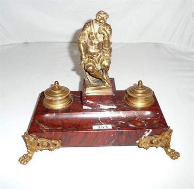 Lot 353 - A marble gilt-mounted inkstand