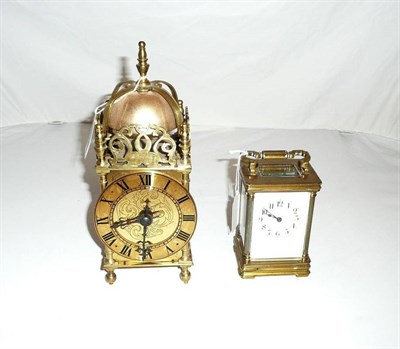 Lot 358 - A modern lantern clock and a carriage timepiece