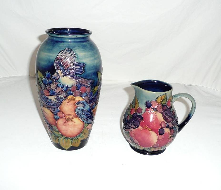 Lot 375 - Moorcroft Finches jug and a vase (a.f.)