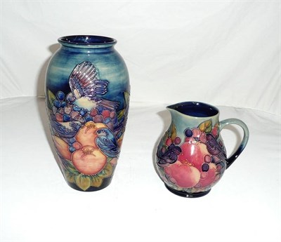 Lot 375 - Moorcroft Finches jug and a vase (a.f.)