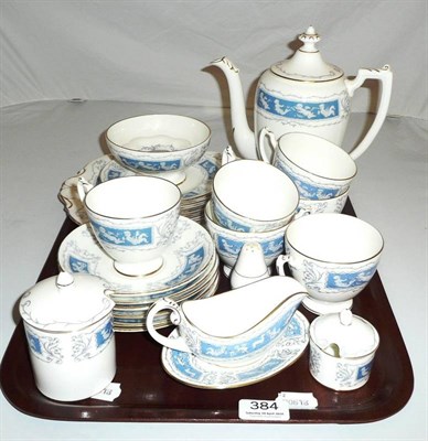 Lot 384 - Coalport 'Revelry' pattern blue ground tea service