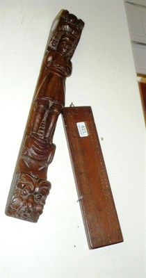 Lot 421 - Late 17th/early 18th century Flemish oak carved figural upright and a cribbage board