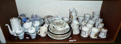 Lot 424 - Shelf of Aynsley and commemorative ware, Royal Doulton breakfast set and a Shelley tea service