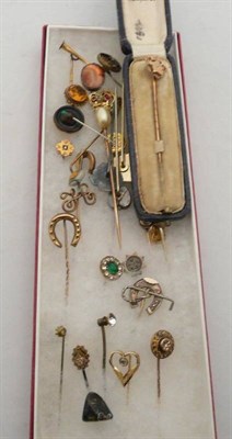 Lot 445 - Collection of various 9ct gold and other stick pins