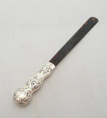 Lot 455 - Silver-handled tortoiseshell paper knife