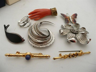 Lot 459 - A Coral Hand Brooch And Quantity of Assorted Jewellery