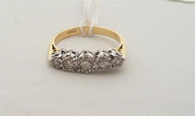 Lot 469 - A five stone diamond half hoop ring, 18 carat gold shank