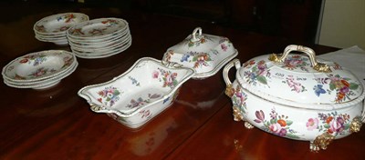 Lot 499 - A 19th Century Derby part dinner service with floral decoration (a.f.)