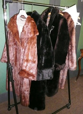 Lot 531 - Mink fur coat, another and two other fur coats