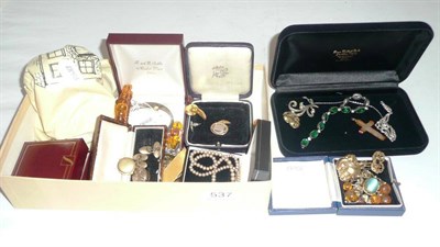 Lot 537 - A Continental lady's fob watch and assorted costume jewellery