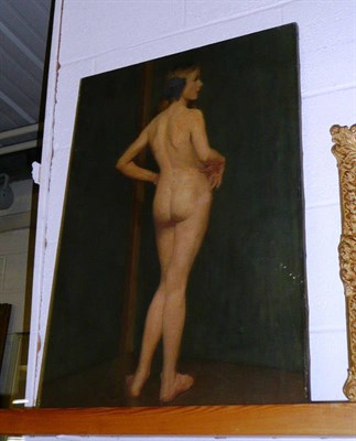 Lot 591 - Ralph L Swinden RCA - study of a standing nude, oil on canvas, unframed