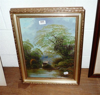 Lot 600 - Pair of decorative woodland river scenes