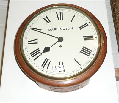 Lot 620 - A mahogany single fusee wall clock with key and pendulum