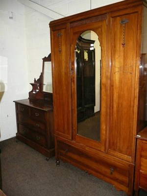 Lot 632 - A Victorian Walnut dressing chest and a Walnut wardrobe