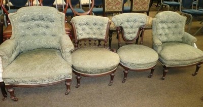 Lot 687 - Four Victorian walnut nursing chairs